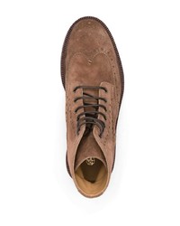 Коричневые замшевые ботинки броги от Brunello Cucinelli