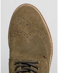 Коричневые замшевые ботинки броги от Frank Wright