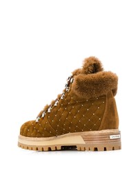 Женские коричневые замшевые ботинки на шнуровке от Le Silla