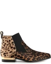 Женские коричневые замшевые ботинки челси с леопардовым принтом от Chloé