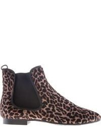 Женские коричневые замшевые ботинки челси с леопардовым принтом от Pretty Ballerinas
