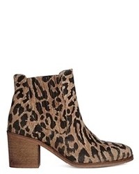 Женские коричневые замшевые ботинки челси с леопардовым принтом
