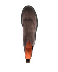Мужские коричневые замшевые ботинки челси с украшением от Santoni