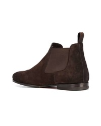 Мужские коричневые замшевые ботинки челси от Santoni