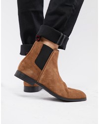 Мужские коричневые замшевые ботинки челси от Hugo