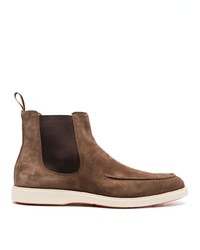Мужские коричневые замшевые ботинки челси от Santoni