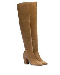 Коричневые замшевые ботфорты от Prada