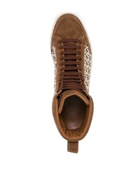 Мужские коричневые замшевые высокие кеды от MCM