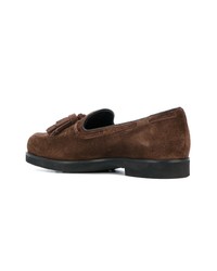 Женские коричневые замшевые лоферы с кисточками от Tod's