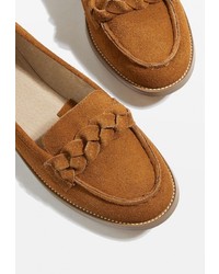 Женские коричневые замшевые лоферы от Topshop