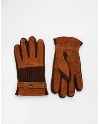 Мужские коричневые замшевые перчатки