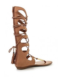 Коричневые замшевые сандалии на плоской подошве от Aldo