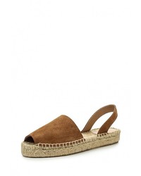 Коричневые замшевые сандалии на плоской подошве от Mango