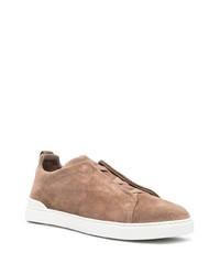 Мужские коричневые замшевые слипоны от Zegna