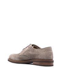 Коричневые замшевые туфли дерби от Brunello Cucinelli