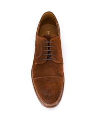 Коричневые замшевые туфли дерби от Brunello Cucinelli