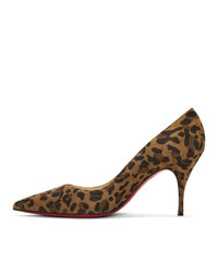 Коричневые замшевые туфли с леопардовым принтом от Christian Louboutin