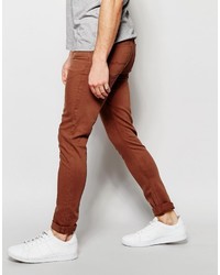 Мужские коричневые зауженные джинсы от Asos