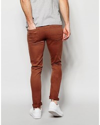Мужские коричневые зауженные джинсы от Asos