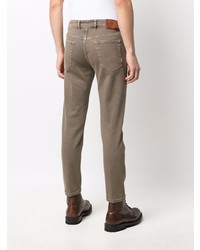 Мужские коричневые зауженные джинсы от Pt01