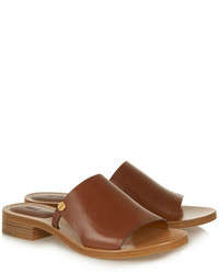 Коричневые кожаные босоножки на каблуке от Chloé