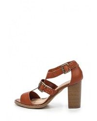 Коричневые кожаные босоножки на каблуке от Enjoin'