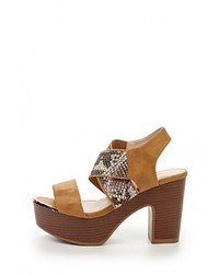 Коричневые кожаные босоножки на каблуке от Sergio Todzi