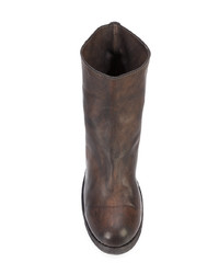 Коричневые кожаные ботильоны на танкетке от Guidi