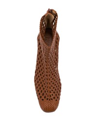 Коричневые кожаные ботильоны с вырезом от Martinez