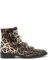 Коричневые кожаные ботильоны с леопардовым принтом от Givenchy