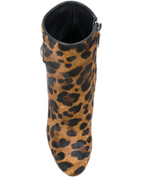 Коричневые кожаные ботильоны с принтом от Dolce & Gabbana