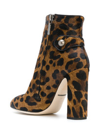Коричневые кожаные ботильоны с принтом от Dolce & Gabbana