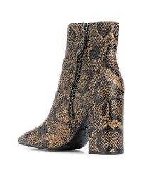 Коричневые кожаные ботильоны со змеиным рисунком от Ash