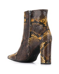 Коричневые кожаные ботильоны со змеиным рисунком от Marc Ellis