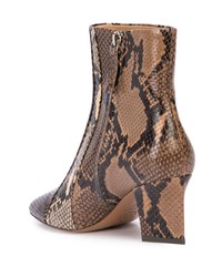 Коричневые кожаные ботильоны со змеиным рисунком от Veronica Beard