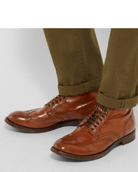Коричневые кожаные ботинки броги от Officine Creative