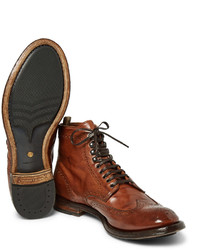 Коричневые кожаные ботинки броги от Officine Creative