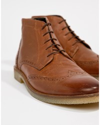 Коричневые кожаные ботинки броги от ASOS DESIGN
