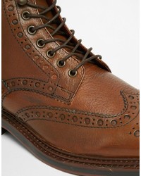 Коричневые кожаные ботинки броги от Base London