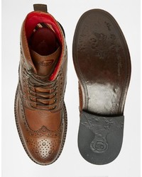 Коричневые кожаные ботинки броги от Base London