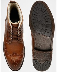 Коричневые кожаные ботинки броги от Asos