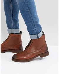 Коричневые кожаные ботинки броги от Burton Menswear