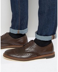 Коричневые кожаные ботинки броги от Frank Wright