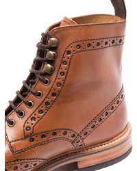 Коричневые кожаные ботинки броги от Grenson