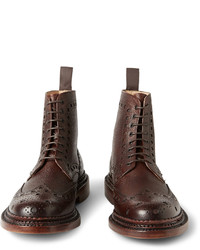 Коричневые кожаные ботинки броги от Grenson
