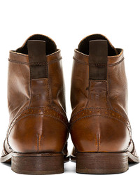 Коричневые кожаные ботинки броги от Hudson