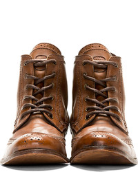 Коричневые кожаные ботинки броги от Hudson