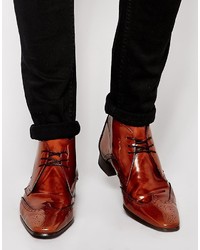 Коричневые кожаные ботинки броги от Jeffery West