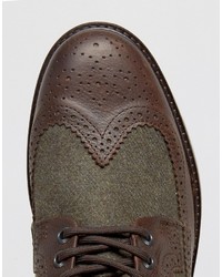 Коричневые кожаные ботинки броги от Fred Perry