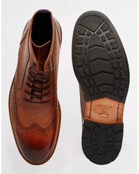 Коричневые кожаные ботинки броги от Ted Baker